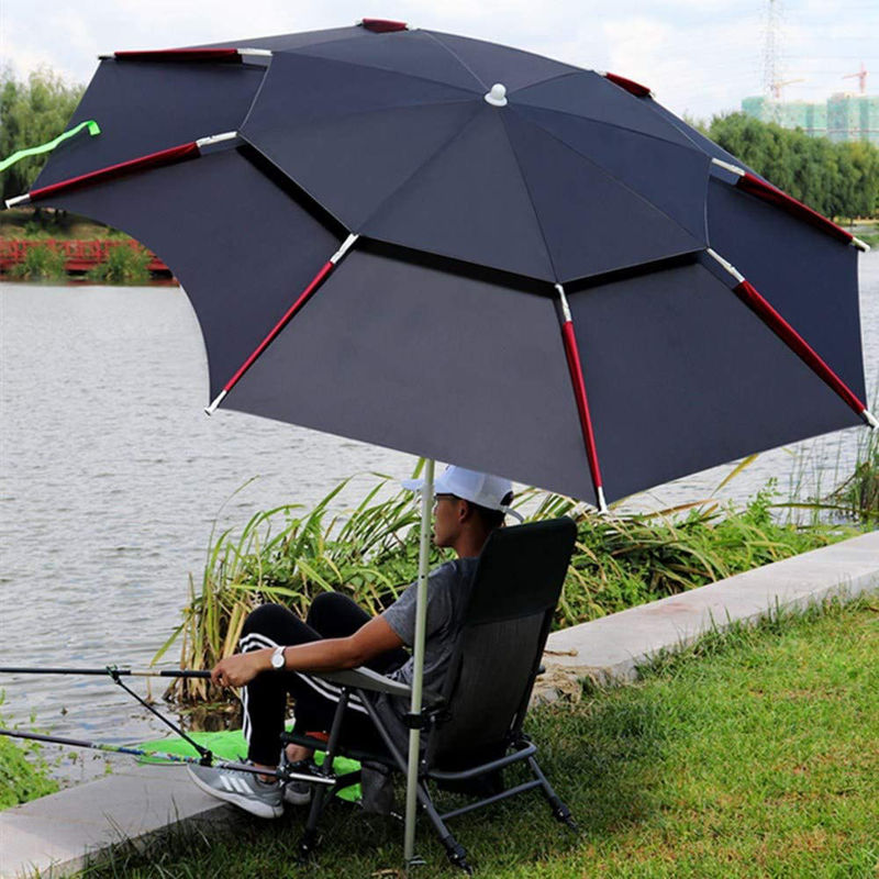 Double Layers Fishing Outdoor Patio Umbrella With Tilt Canopy